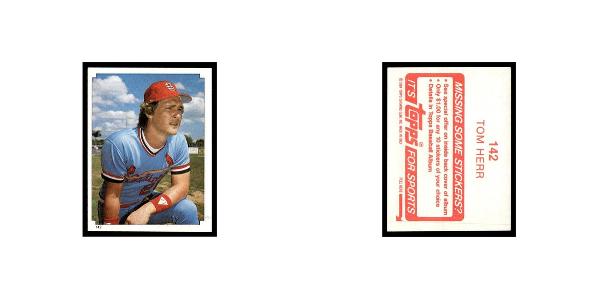 Tom Herr 1984 Topps Stickers #142 St. Louis Cardinals Baseball Card NM