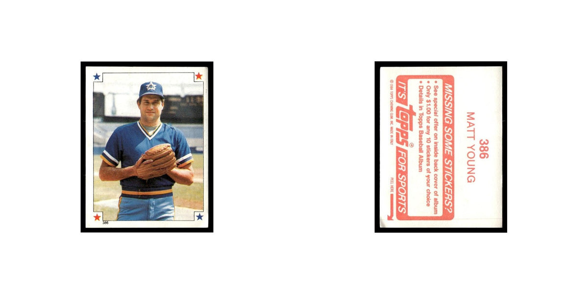 Matt Young 1984 Topps Stickers #386 Seattle Mariners Baseball Card NM
