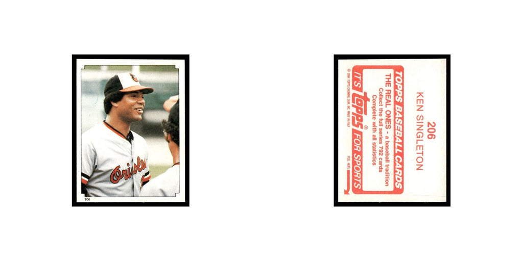 Ken Singleton 1984 Topps Stickers #206 Baltimore Orioles Baseball Card NM