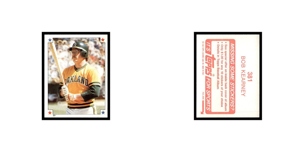 Bob Kearney 1984 Topps Stickers #381 Oakland Athletics Baseball Card NM