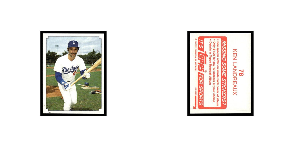 Ken Landreaux 1984 Topps Stickers #76 Los Angeles Dodgers Baseball Card NM