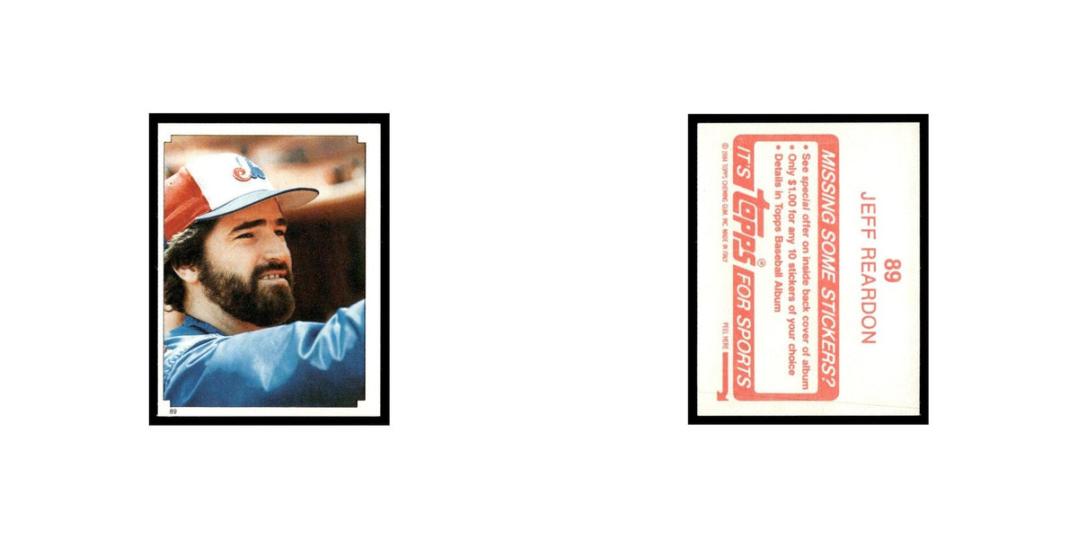 Jeff Reardon 1984 Topps Stickers #89 Montreal Expos Baseball Card NM