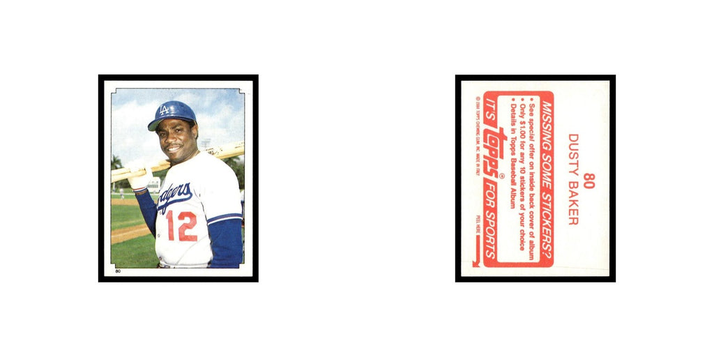 Dusty Baker 1984 Topps Stickers #80 Los Angeles Dodgers Baseball Card NM