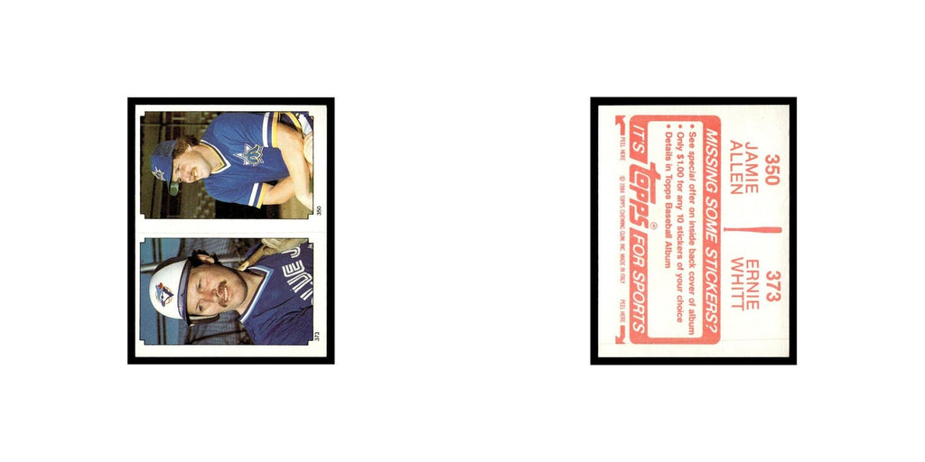 Jamie Allen Ernie Whitt 1984 Topps Stickers #350/373 Baseball Card NM