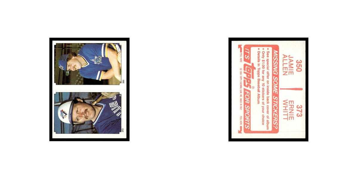 Jamie Allen Ernie Whitt 1984 Topps Stickers #350/373 Baseball Card NM