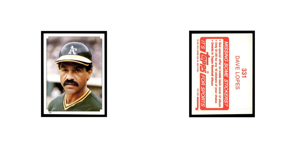 Dave Lopes 1984 Topps Stickers #331 Oakland Athletics Baseball Card NM