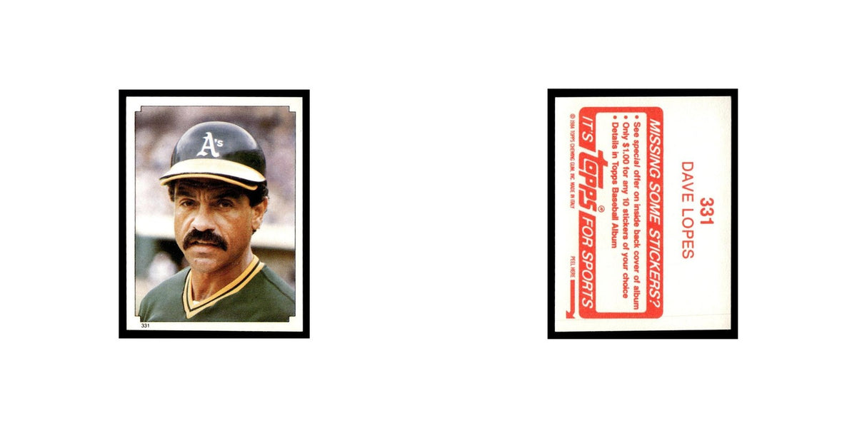 Dave Lopes 1984 Topps Stickers #331 Oakland Athletics Baseball Card NM