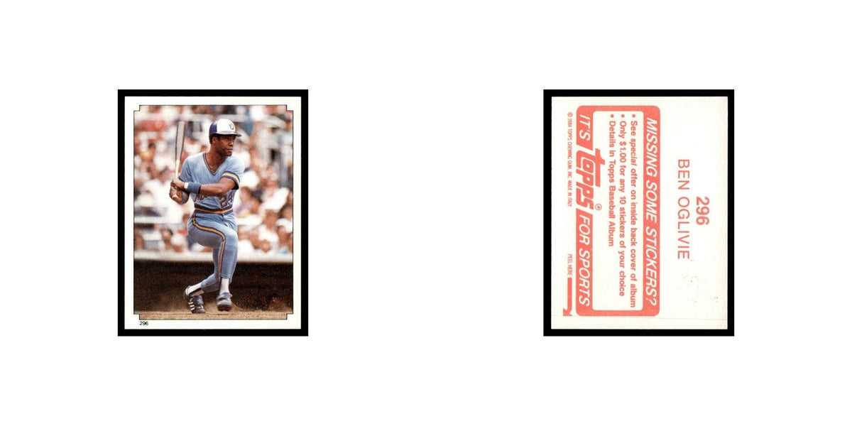 Ben Oglivie 1984 Topps Stickers #296 Milwaukee Brewers Baseball Card NM