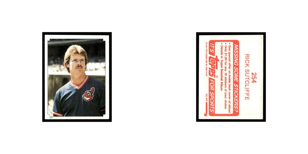 Rick Sutcliffe 1984 Topps Stickers #254 Cleveland Indians Baseball Card NM