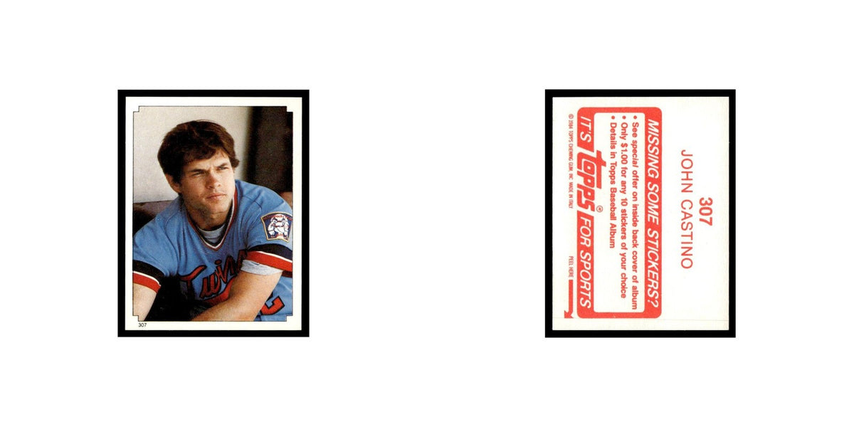 John Castino 1984 Topps Stickers #307 Minnesota Twins Baseball Card NM