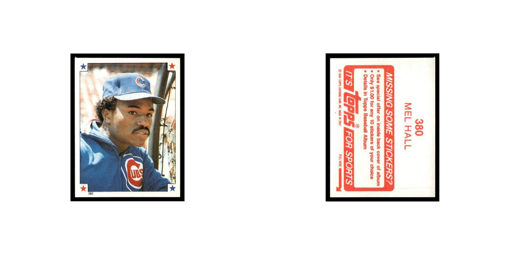 Mel Hall 1984 Topps Stickers #380 Chicago Cubs Baseball Card NM
