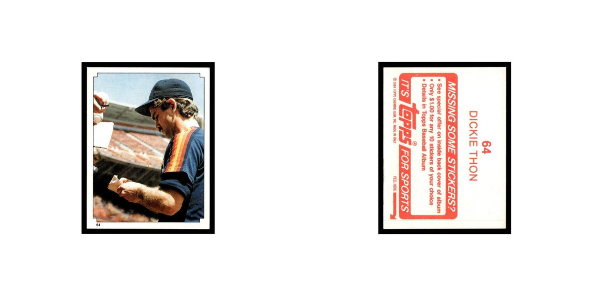 Dickie Thon 1984 Topps Stickers #64 Houston Astros Baseball Card NM