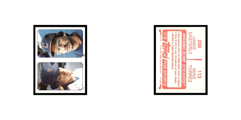 Jamie Easterly Mike Torez 1984 Topps Stickers #258/113 Baseball Card NM