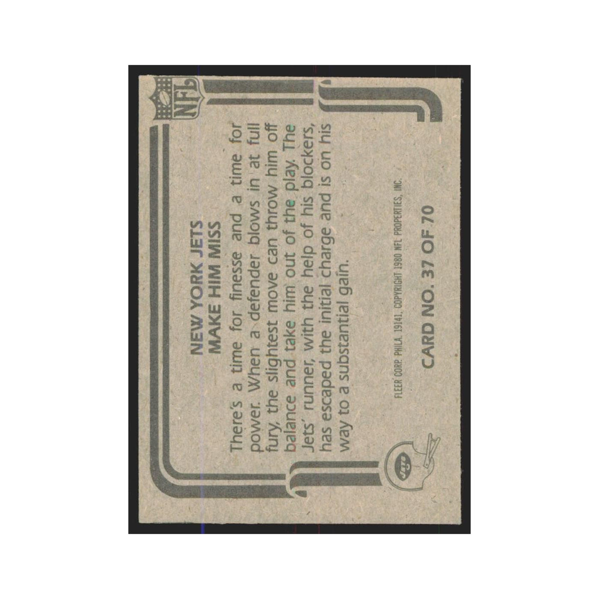 1980 Fleer Make Him Miss (Offense) Jets #37
