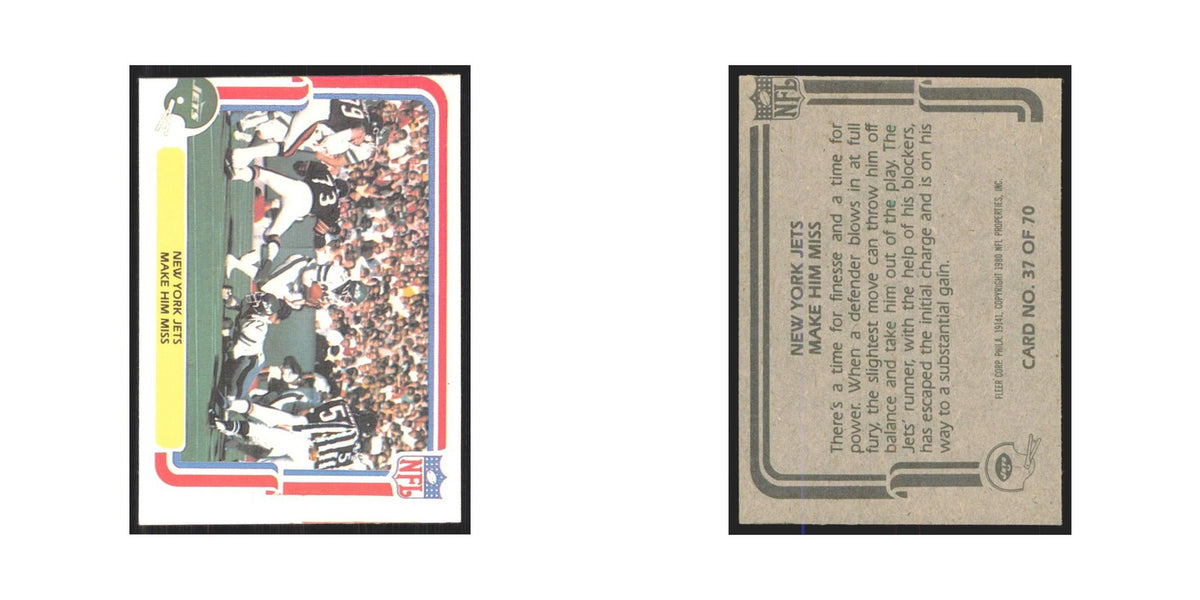 1980 Fleer Make Him Miss (Offense) Jets #37