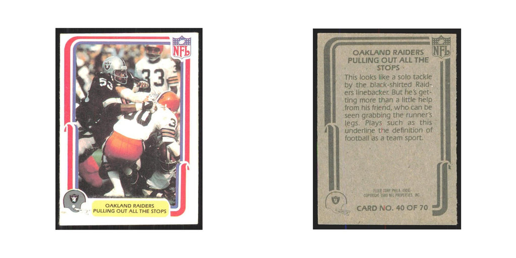 1980 Fleer Pulling Out All The Stops Raiders #40