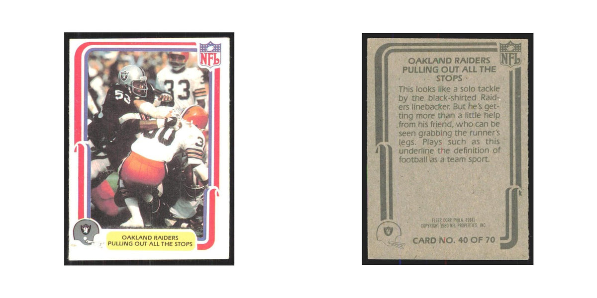 1980 Fleer Pulling Out All The Stops Raiders #40