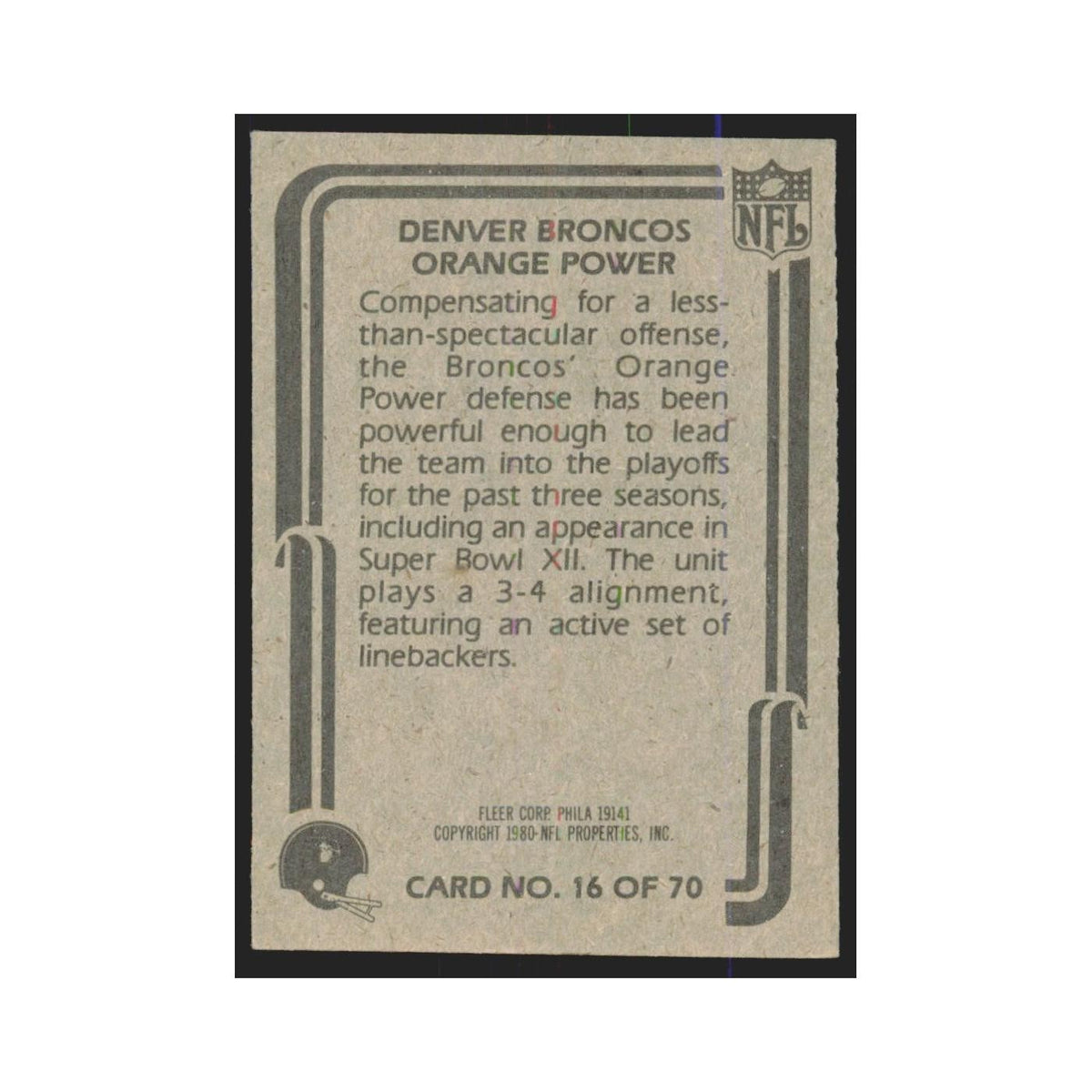 1980 Fleer Orange Power Broncos #16