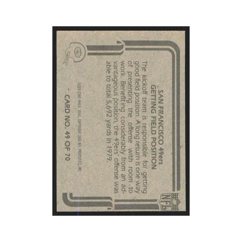 1980 Fleer Getting Field Position 49ers #49