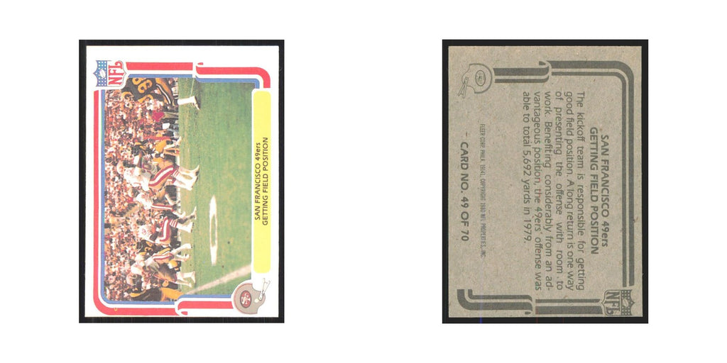 1980 Fleer Getting Field Position 49ers #49