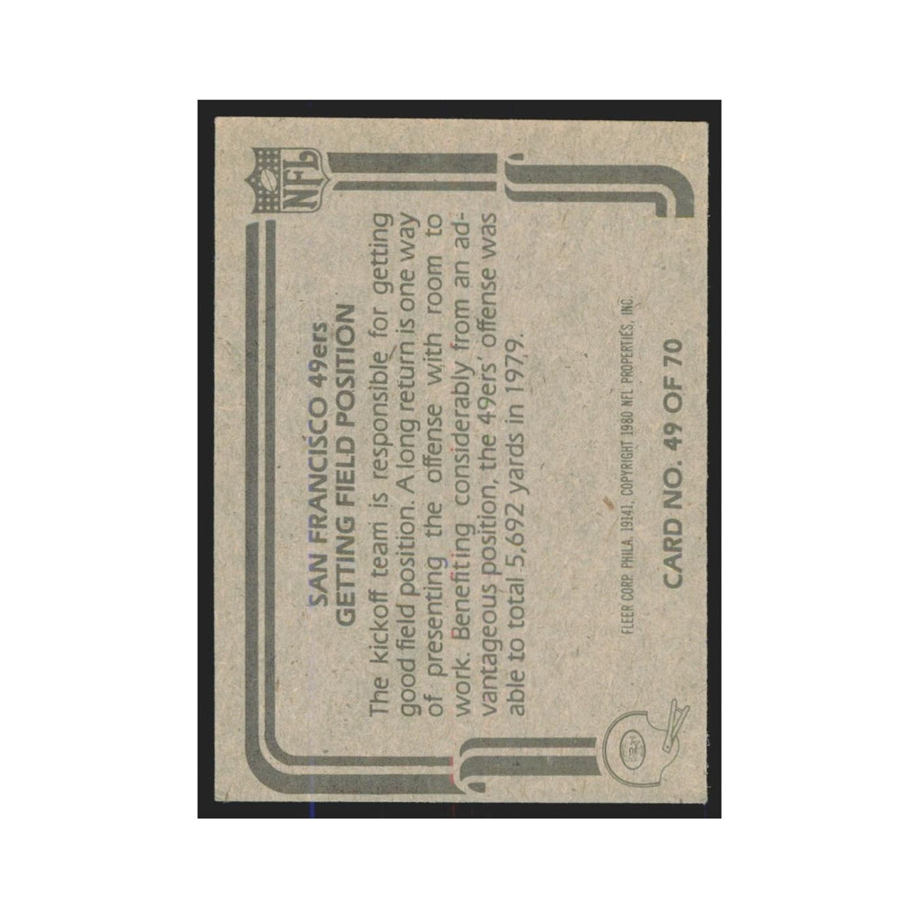 1980 Fleer Getting Field Position 49ers #49
