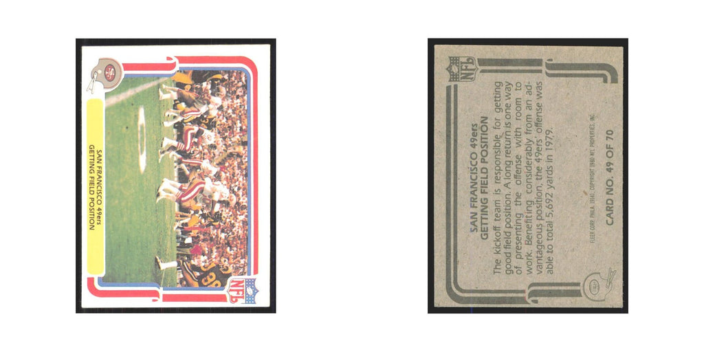 1980 Fleer Getting Field Position 49ers #49