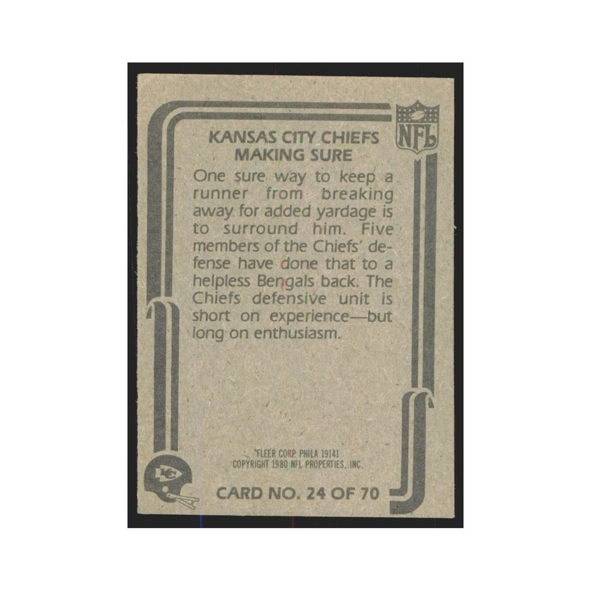 1980 Fleer Making Sure (Defense) Chiefs #24