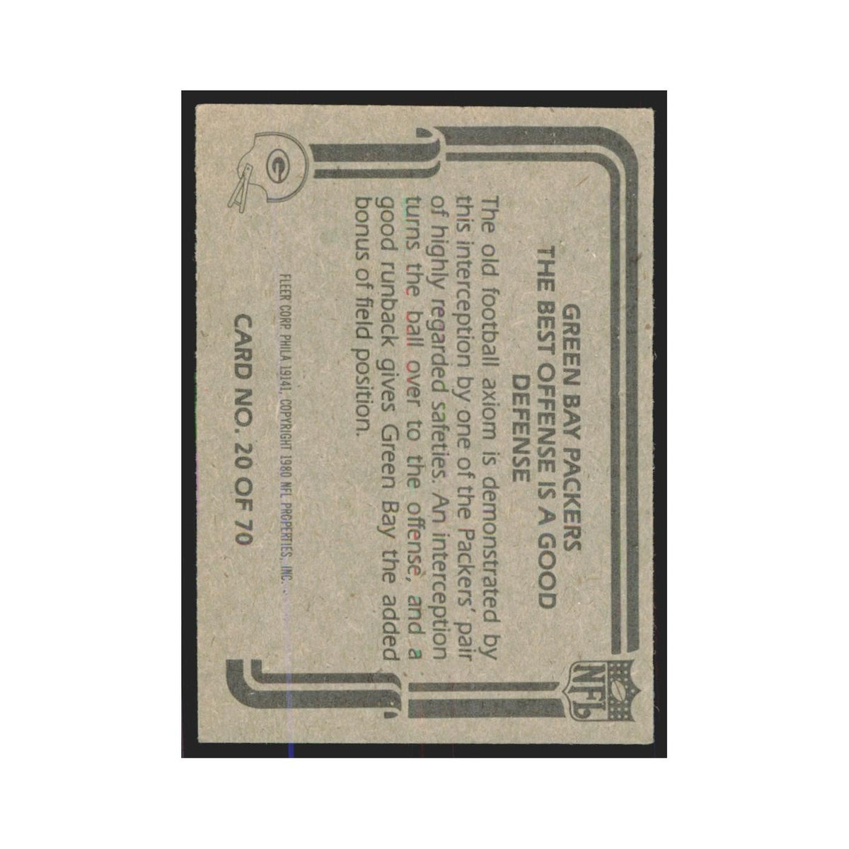 1980 Fleer The Best Offense is a Good Defense Packers #20