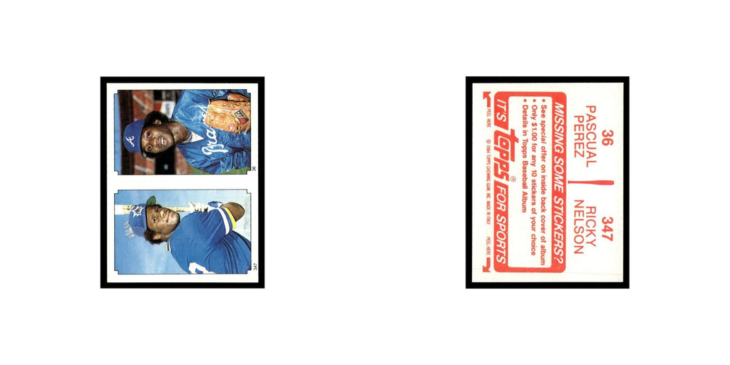 Pascual Perez Ricky Nelson 1984 Topps Stickers #36/347 Baseball Card NM