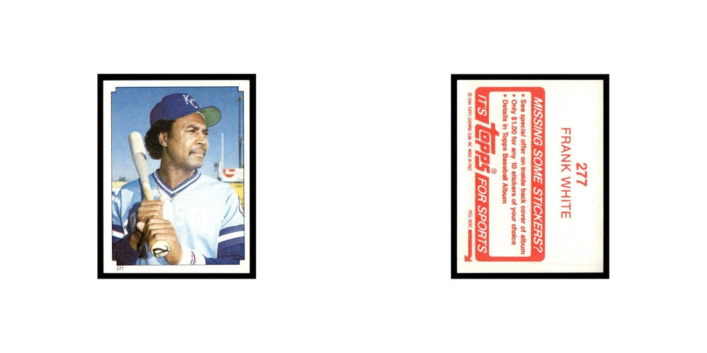 Frank White 1984 Topps Stickers #277 Kansas City Royals Baseball Card NM