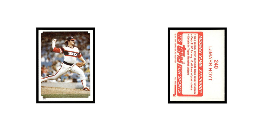 LaMarr Hoyt 1984 Topps Stickers #240 Chicago White Sox Baseball Card NM