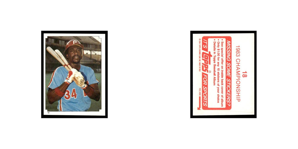 1983 Championship 1984 Topps Stickers #18 Philadelphia Phillies Baseball Card NM