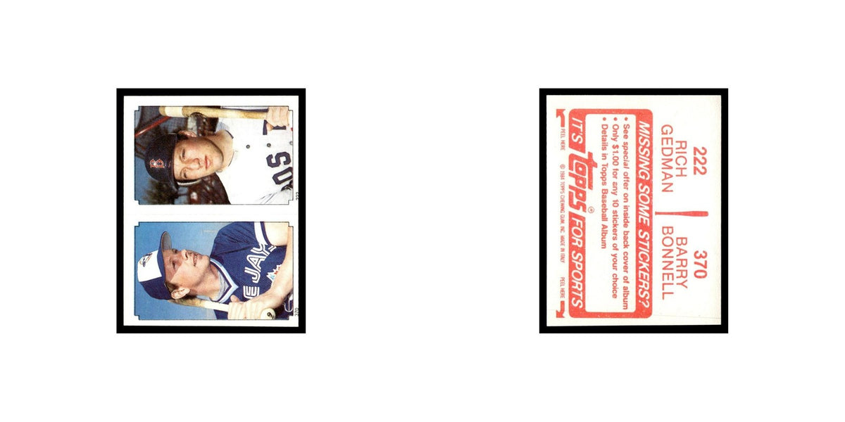 Rick Gedman Barry Bonnell 1984 Topps Stickers #222/370 Baseball Card NM