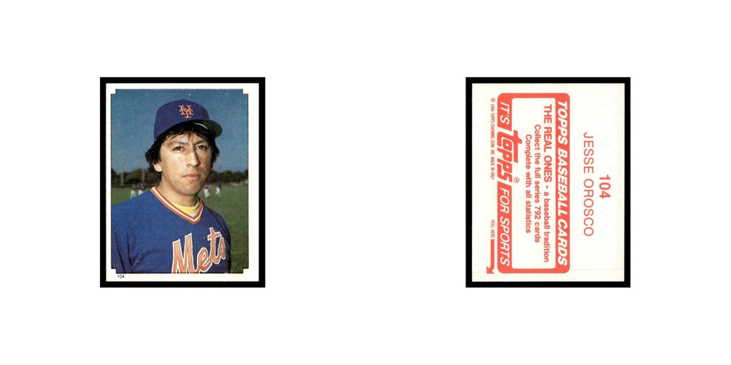 Jesse Orosco 1984 Topps Stickers #104 New York Mets Baseball Card NM