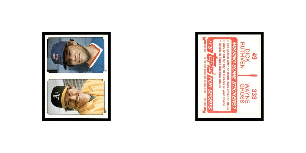 Dick Ruthven Waye Gross 1984 Topps Stickers #49/333 Baseball Card NM