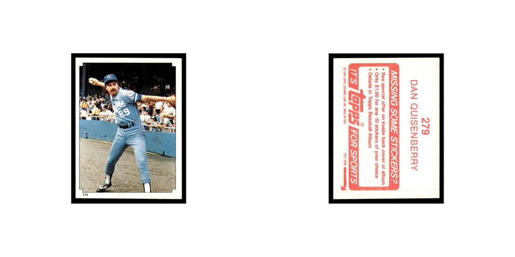 Dan Quisenberry 1984 Topps Stickers #279 Kansas City Royals Baseball Card NM