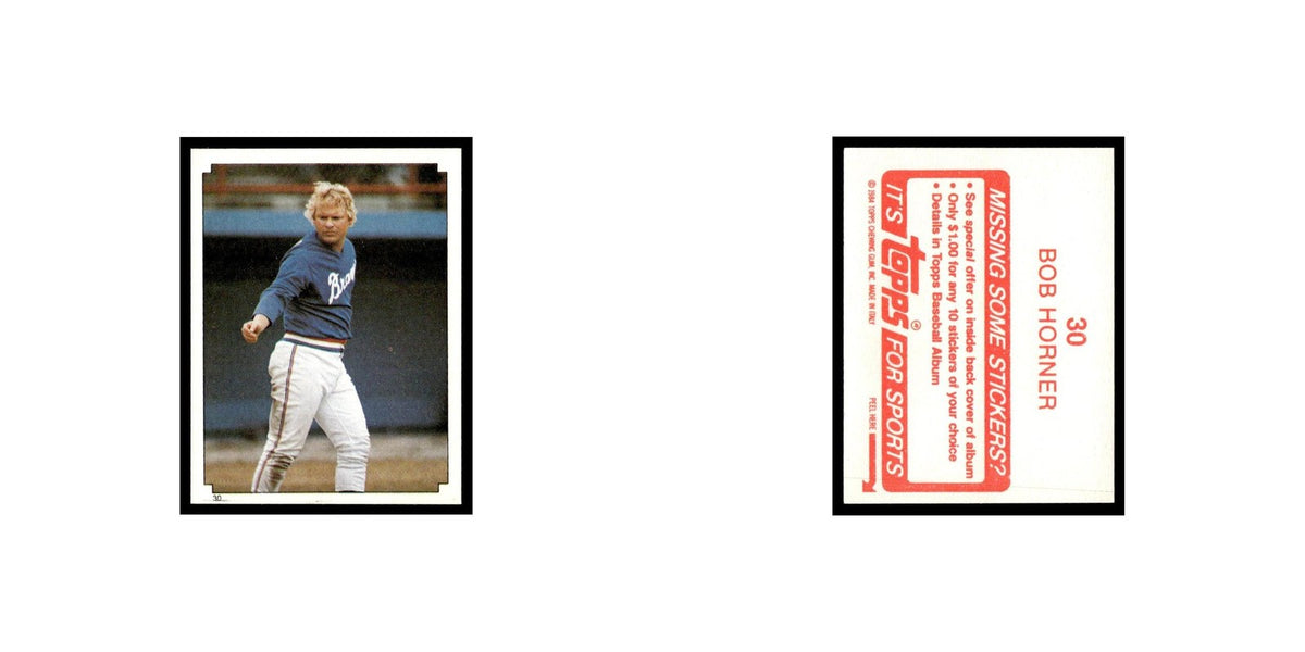 Bob Horner 1984 Topps Stickers #30 Atlanta Braves Baseball Card NM