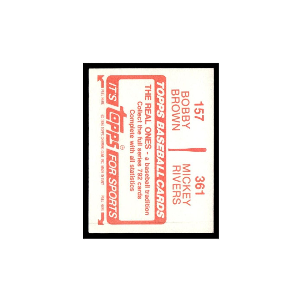 Bobby Brown Mickey Rivers 1984 Topps Stickers #157/361 Baseball Card NM