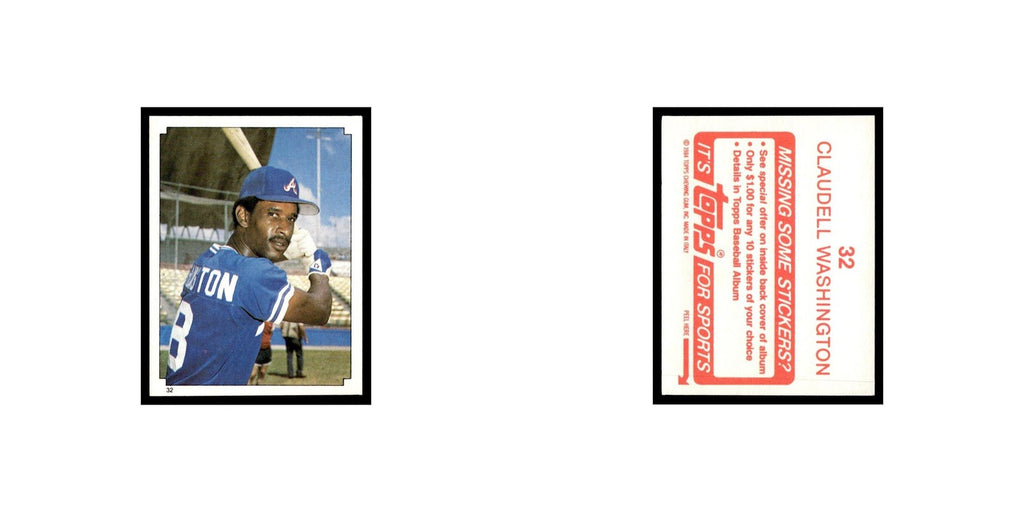 Claudell Washington 1984 Topps Stickers #32 Atlanta Braves Baseball Card NM