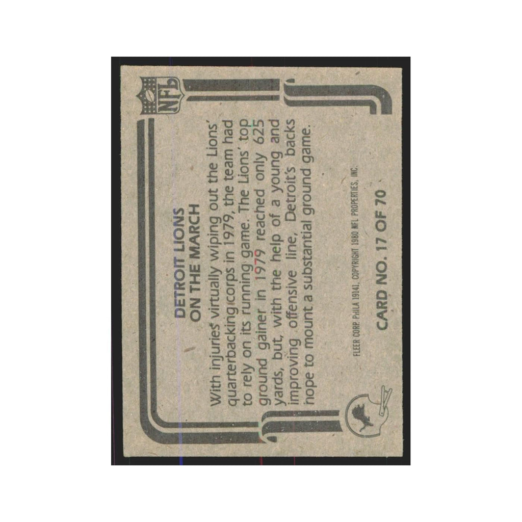 1980 Fleer On The March Lions #17