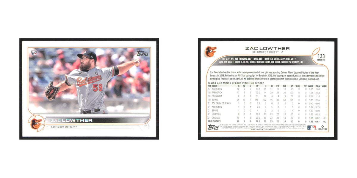 2022 Topps Zac Lowther RC Orioles #133