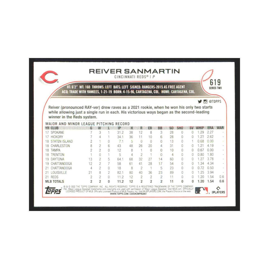 2022 Topps Reiver Sanmartin RC Reds #619