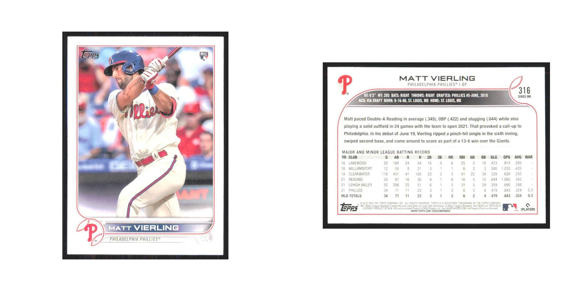 2022 Topps Matt Vierling RC Phillies #316