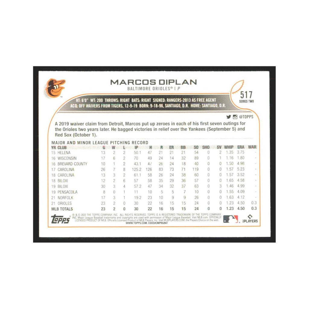 2022 Topps Marcos Diplan RC Orioles #517