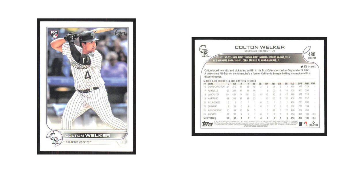 2022 Topps Colton Welker RC Rockies #480