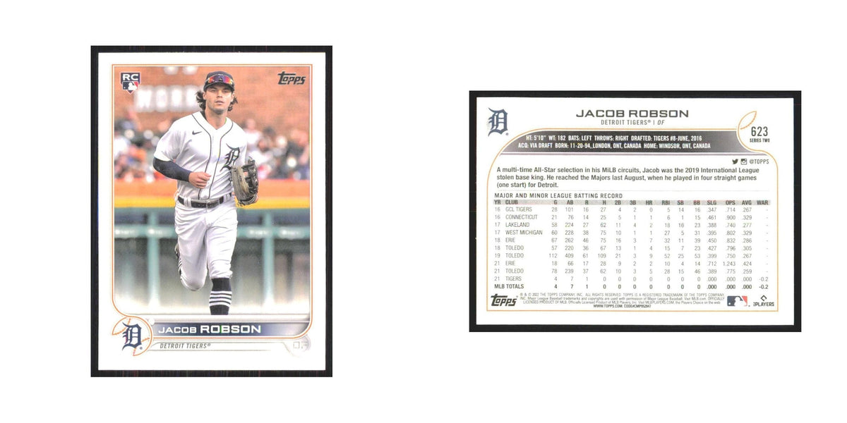 2022 Topps Jacob Robson RC Tigers #623
