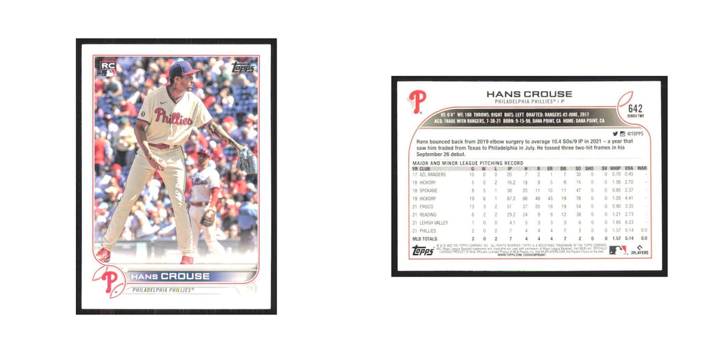 2022 Topps Hans Crouse RC Phillies #642