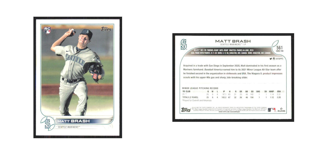 2022 Topps Matt Brash RC Mariners #561