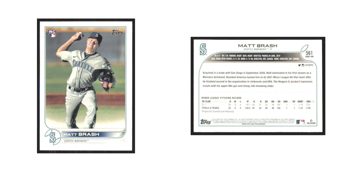 2022 Topps Matt Brash RC Mariners #561