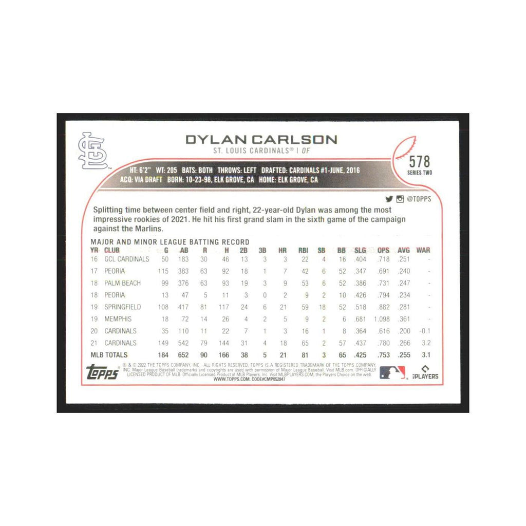2022 Topps Dylan Carlson Cardinals #578